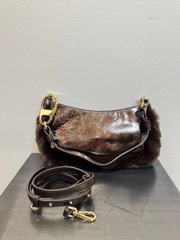 Pochette pelle laminata bronzo