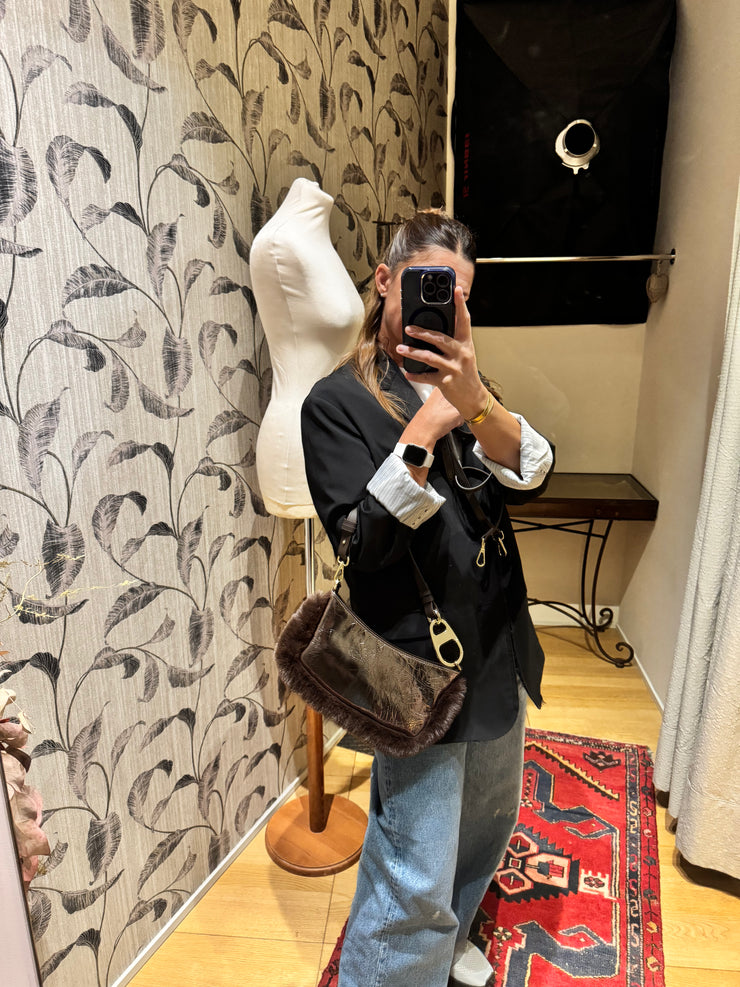 Pochette pelle laminata bronzo