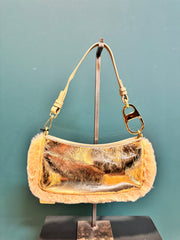 Pochette in pelle laminata platino