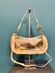 Pochette in pelle laminata platino