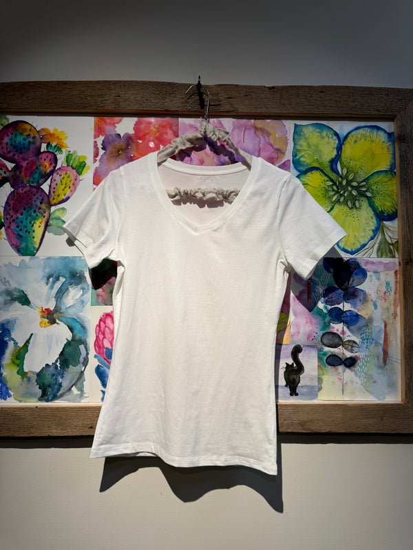 T-shirt scollo a V bianca