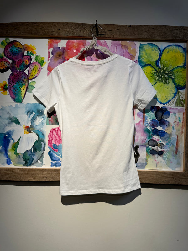 T-shirt scollo a V bianca