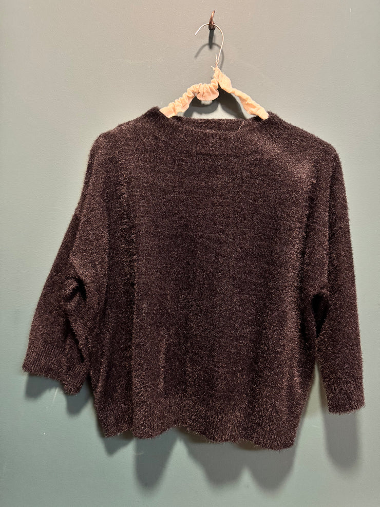 Maglia ciniglia manica 3/4 Nero