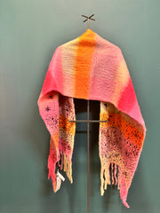 Sciarpa de Siena recycled wool multicolor fantasia 3 hand stitched