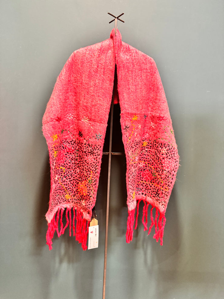 Sciarpa de Siena recycled wool  fantasia 2 hand stitched