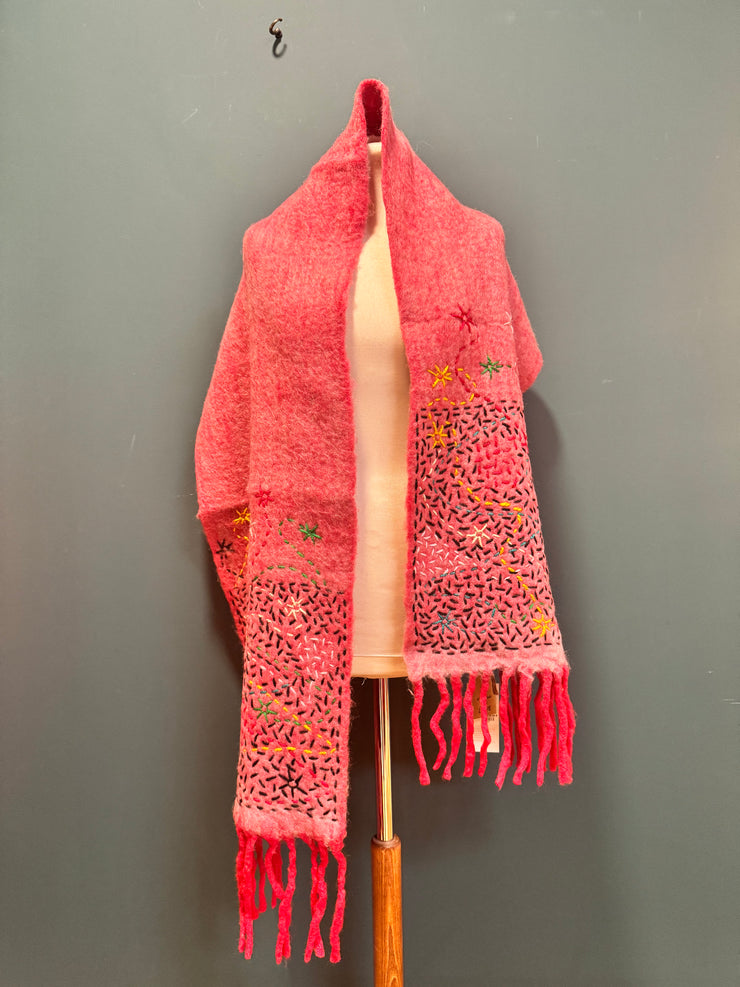 Sciarpa de Siena recycled wool  fantasia 2 hand stitched