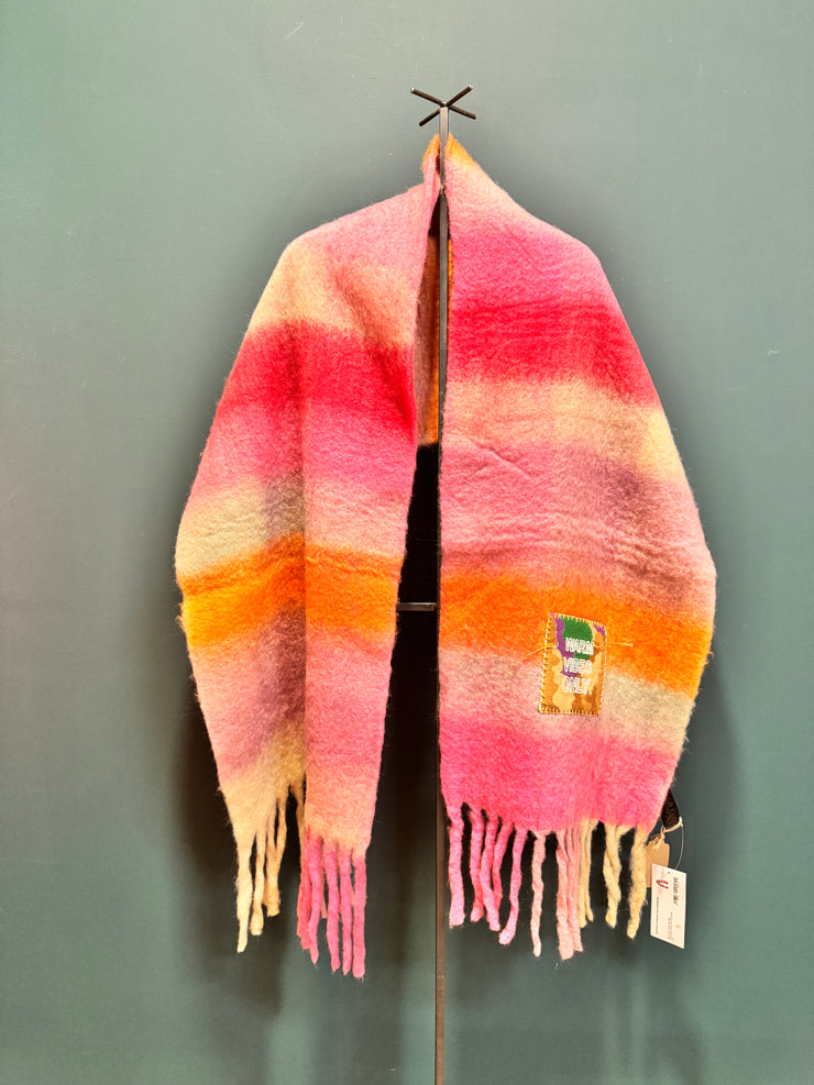 Sciarpa de Siena  recycled wool multicolor hand stitched patch WARM VIBES ONLY
