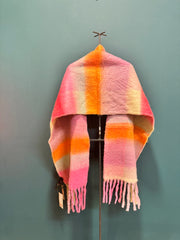 Sciarpa de Siena  recycled wool multicolor hand stitched patch WARM VIBES ONLY