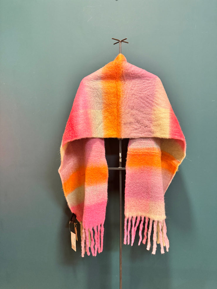 Sciarpa de Siena  recycled wool multicolor hand stitched patch WARM VIBES ONLY
