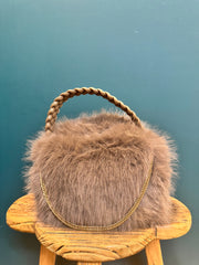 Borsa bauletto Ecopelliccia taupe