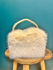 Borsa bauletto Ecopelliccia panna