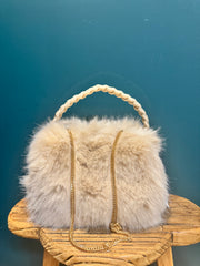 Borsa bauletto Ecopelliccia panna