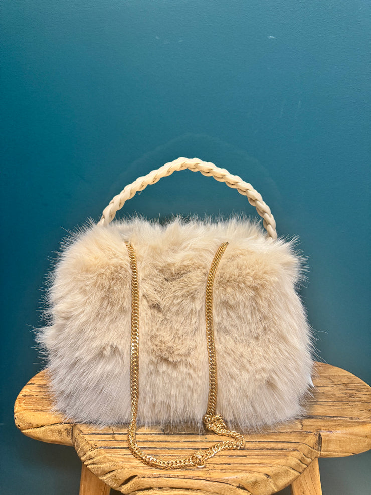 Borsa bauletto Ecopelliccia panna