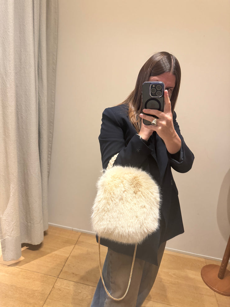 Borsa bauletto Ecopelliccia panna