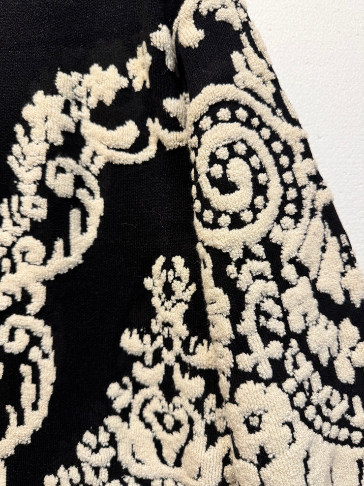 Cardigan maglia nero bouclé panna