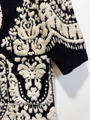 Cardigan maglia nero bouclé panna