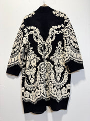 Cardigan maglia nero bouclé panna