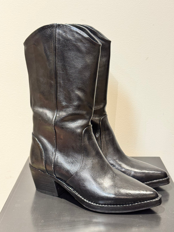 Stivale texano medio pelle nero