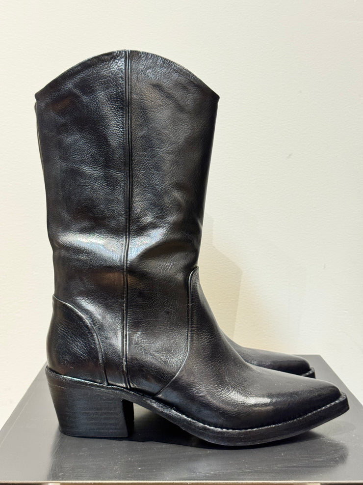 Stivale texano medio pelle nero