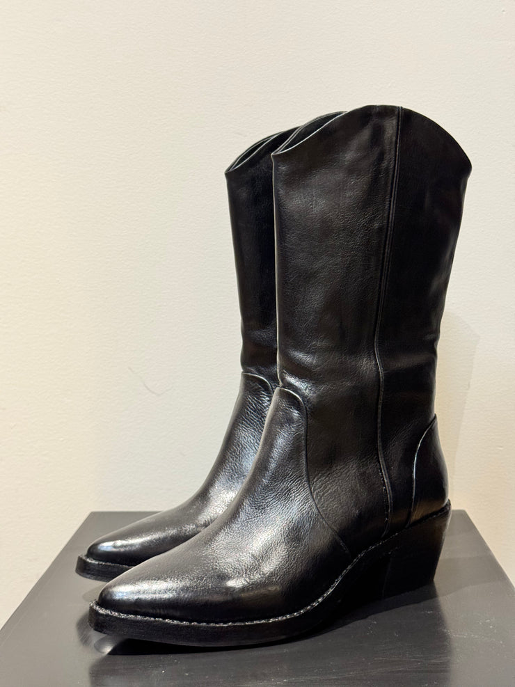 Stivale texano medio pelle nero