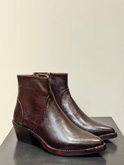 Tronchetto Texano pelle tamponato dark brown