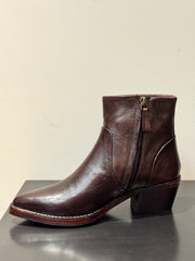 Tronchetto Texano pelle tamponato dark brown