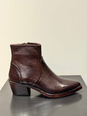 Tronchetto Texano pelle tamponato dark brown