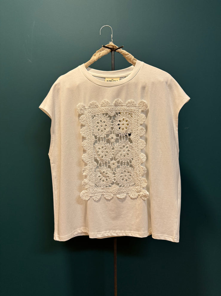 T-shirt pizzo bianca