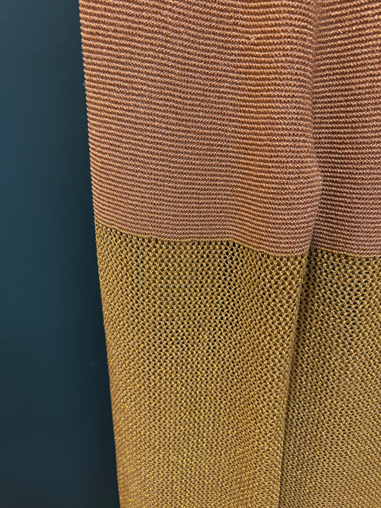 Pantalone maglia lurex oro e rosa