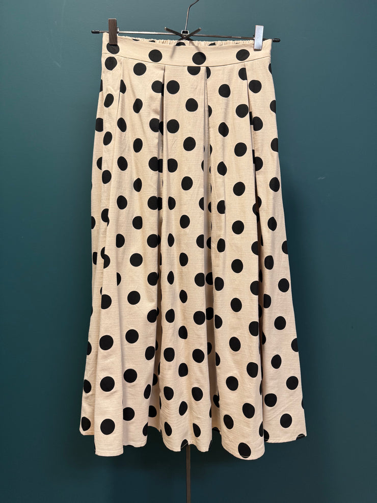 Gonna pois lino cotone