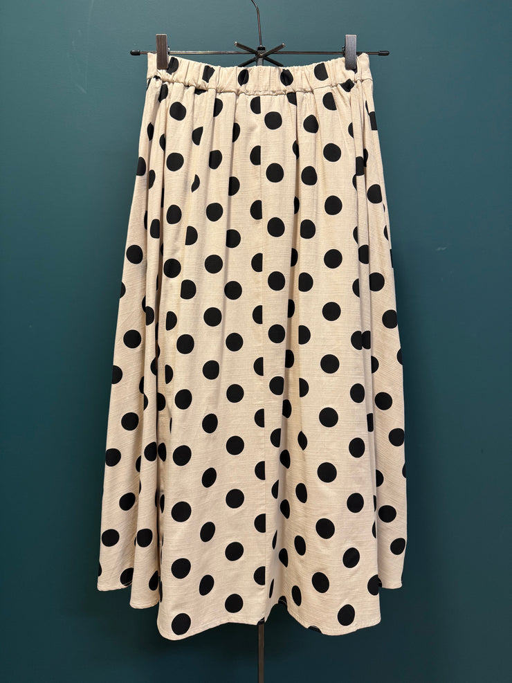 Gonna pois lino cotone