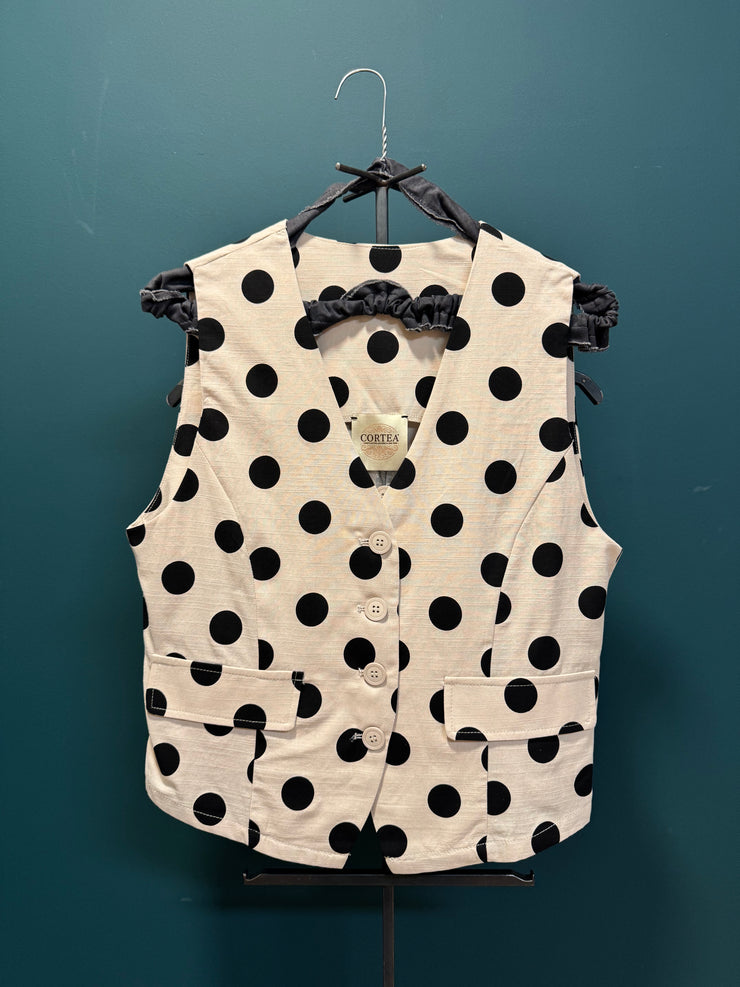 Gilet Lino cotone pois