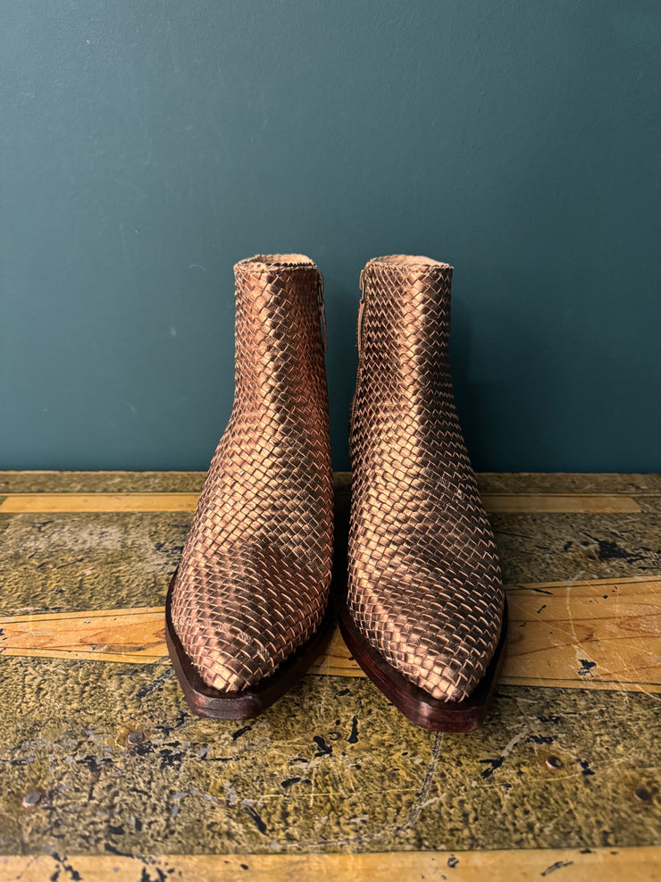 Texano intreccio pelle bronzo