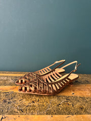 Sandalo Chanel pelle laminata intreccio bronzo
