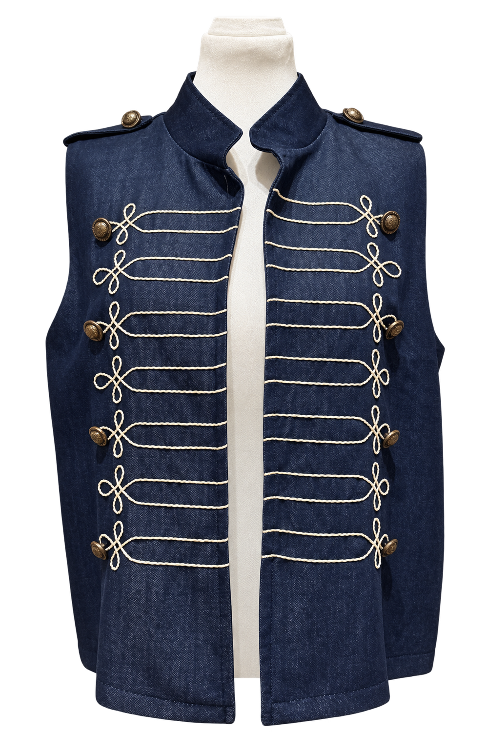 Gilet effetto denim con alamari