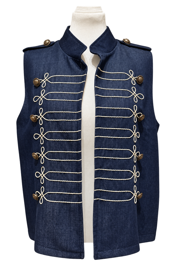 Gilet effetto denim con alamari