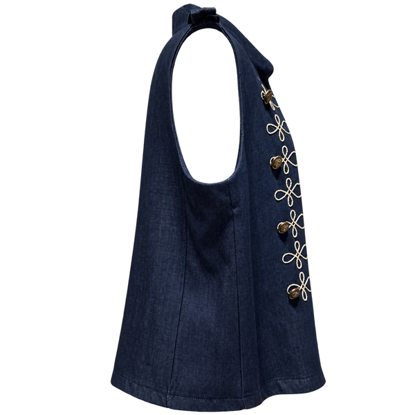 Gilet effetto denim con alamari
