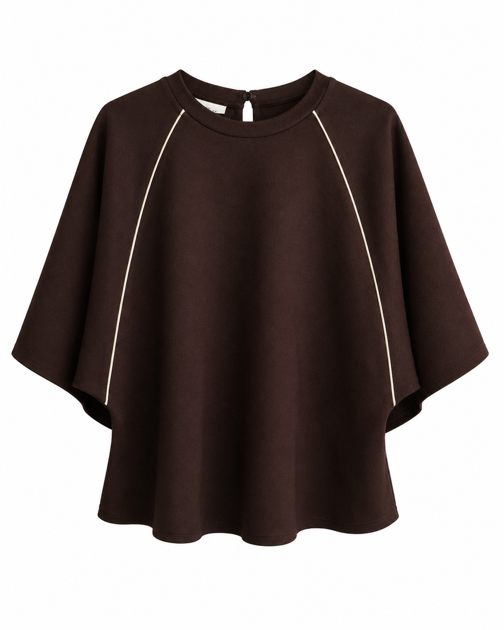 Maglia tuta in scuba marrone  con profili a contrasto