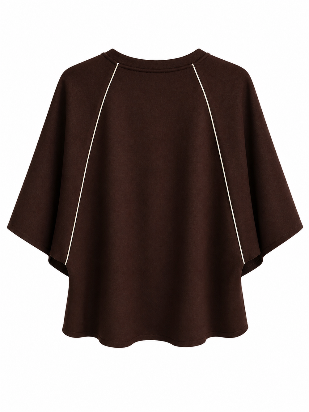 Maglia tuta in scuba marrone  con profili a contrasto