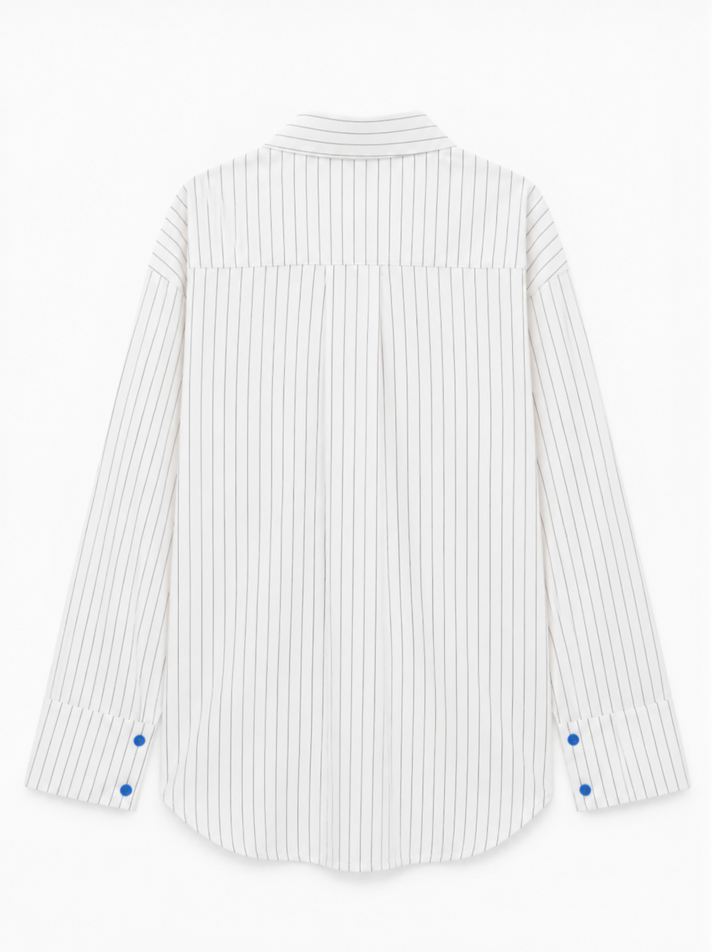 Camicia gessata con taschino riga blu