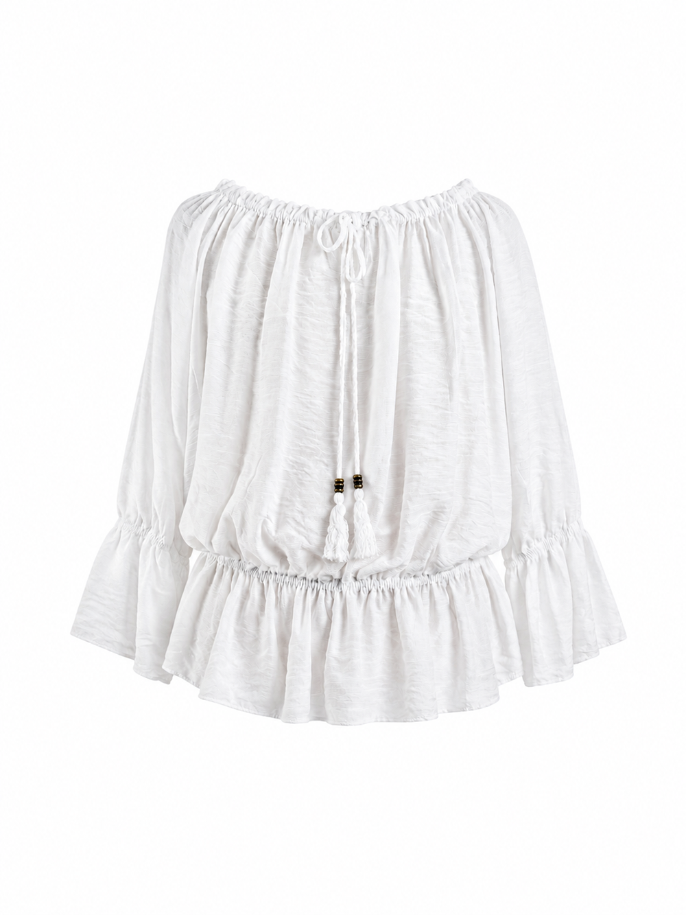 Blusa bianca scollo arricciato