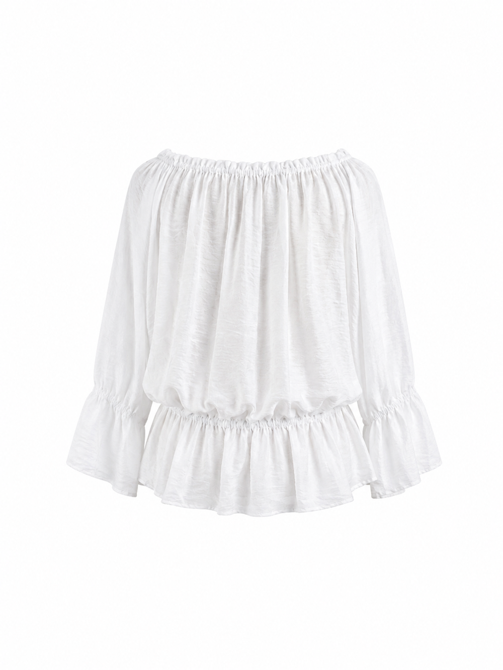 Blusa bianca scollo arricciato