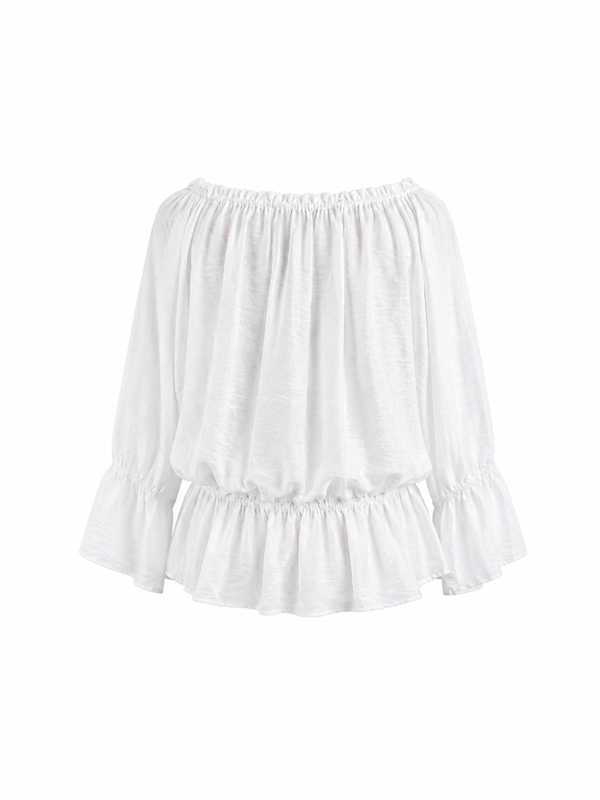 Blusa bianca collo arricciato