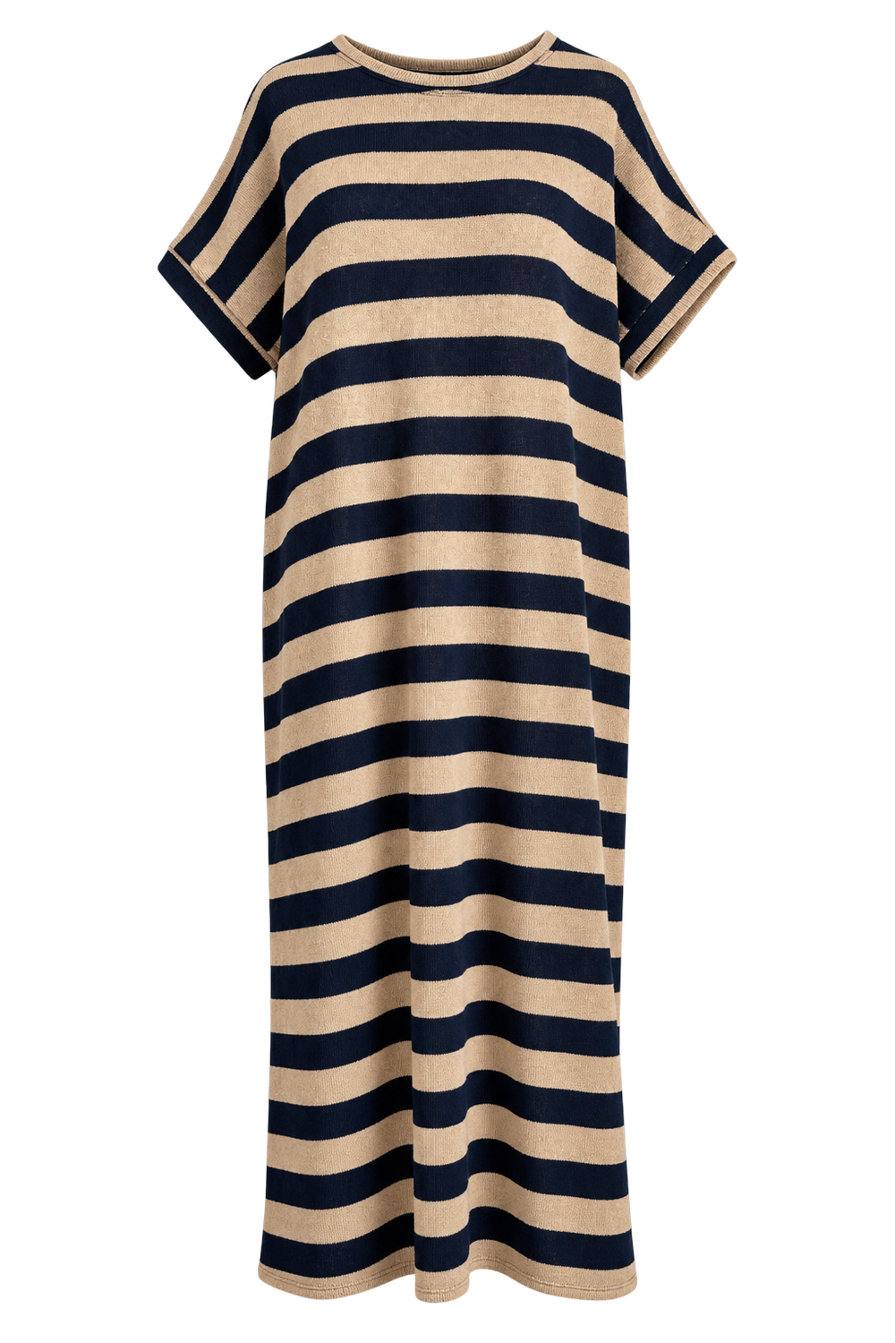 Abito righe blu navy beige