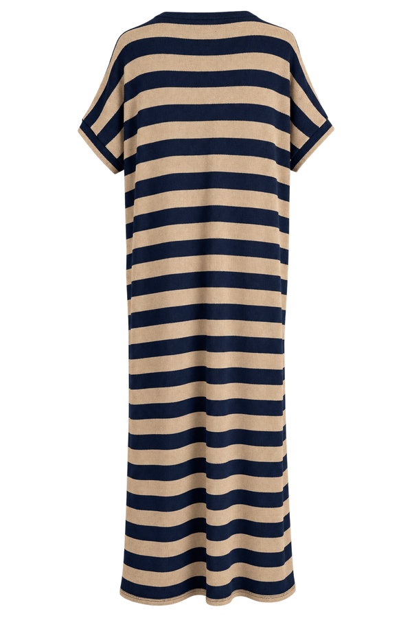 Abito righe blu navy beige