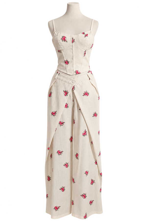Top + pantalone floreale bianco