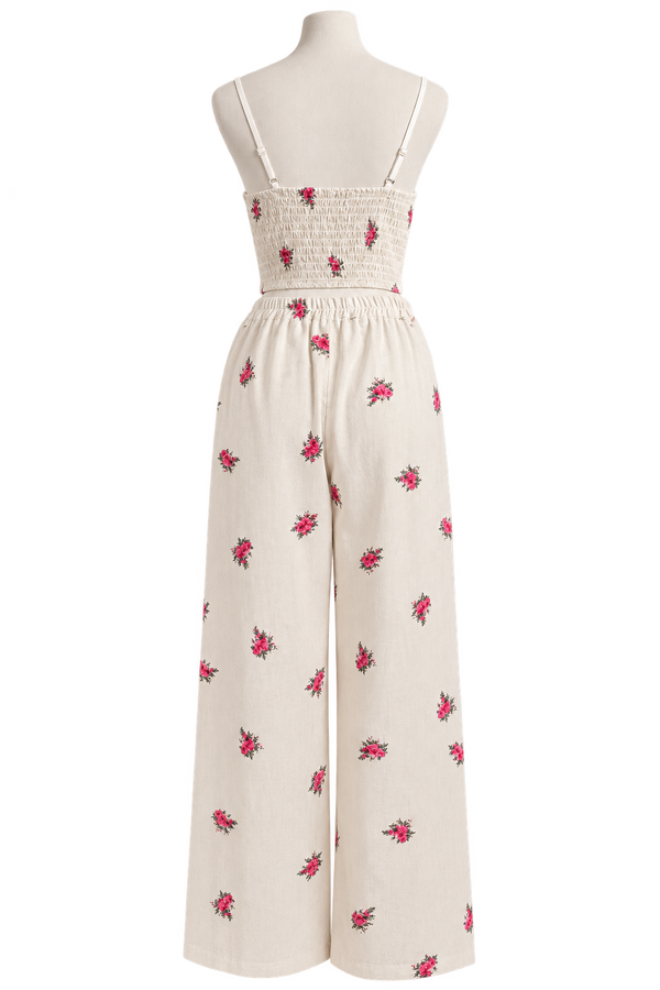 Top + pantalone floreale bianco