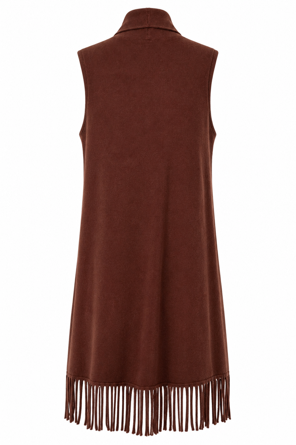 Gilet lungo con frange marrone