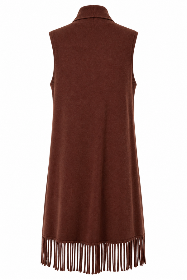 Gilet frange marrone
