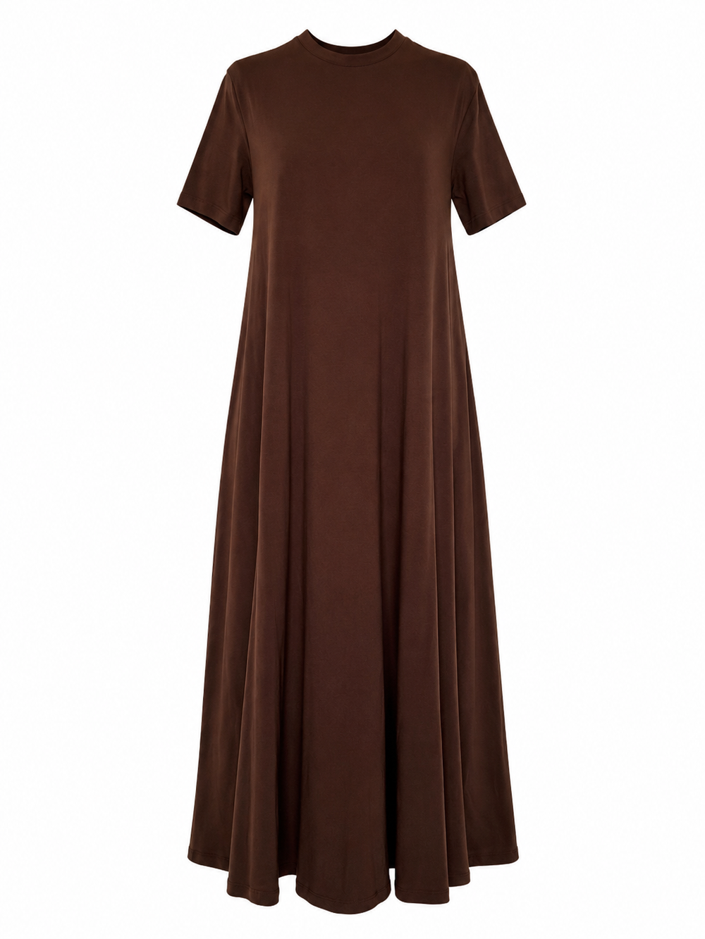 Abito t-shirt lungo in cotone marrone